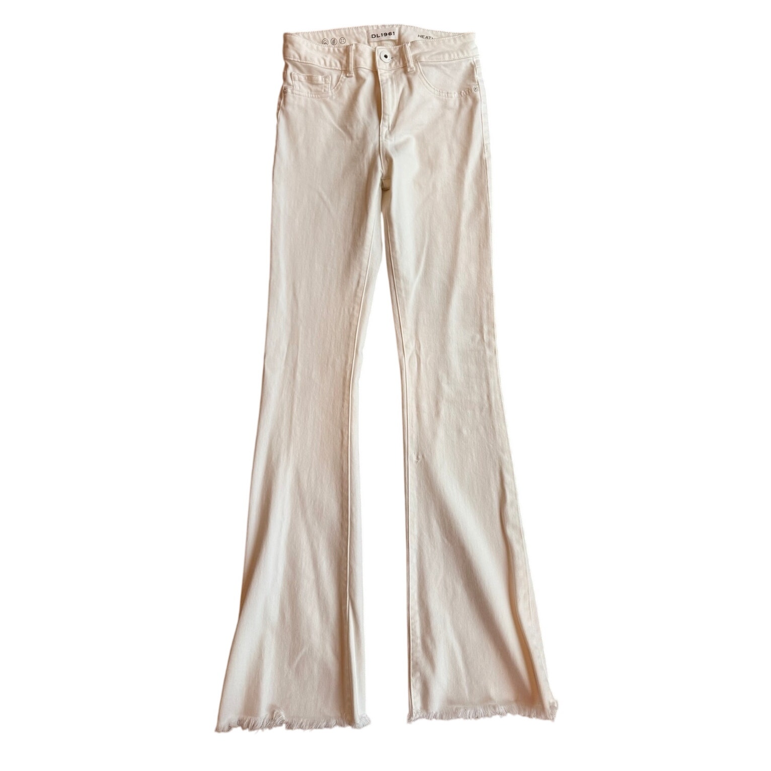 Dl1961 Heather High Rise Flare Jeans White Raw Hem Size 27